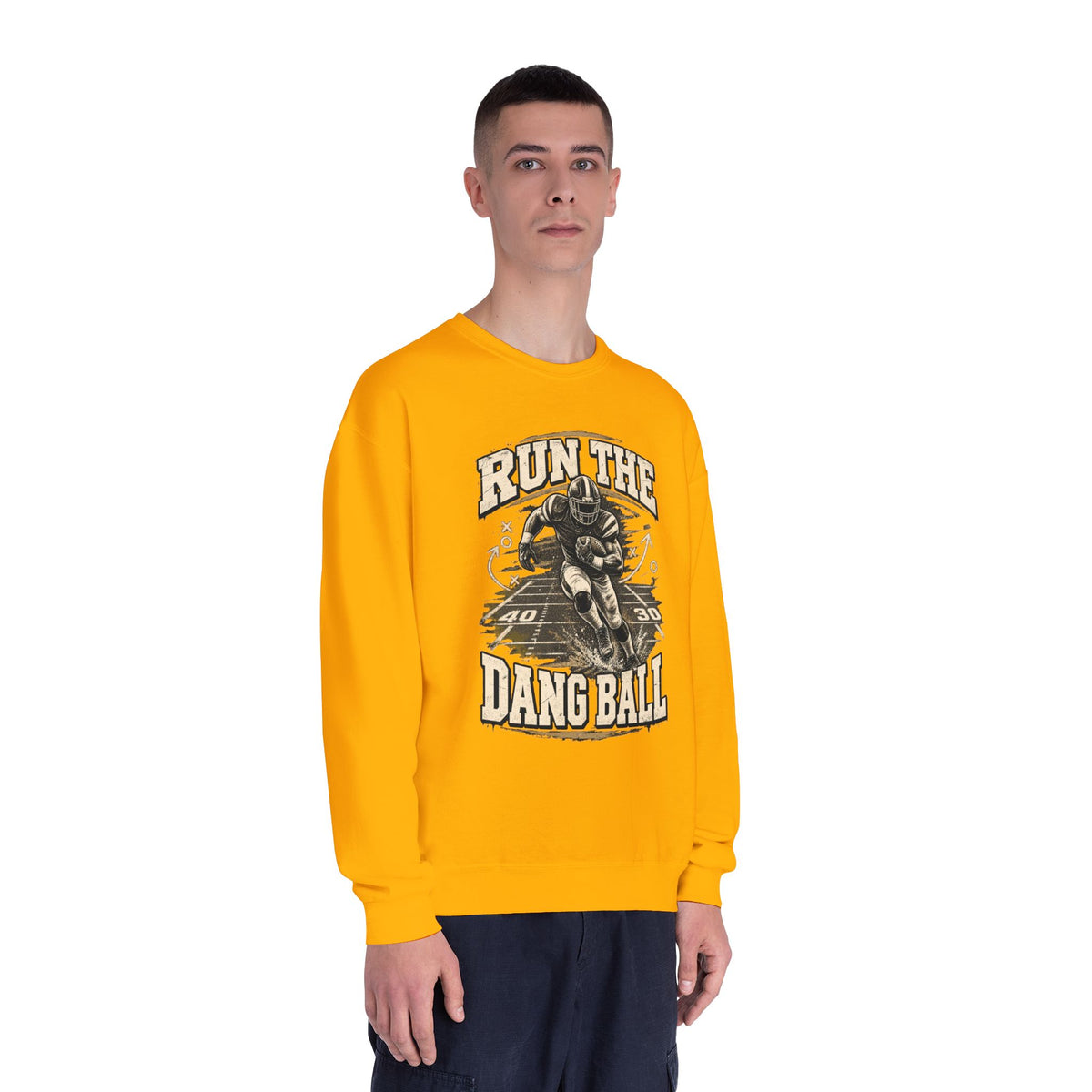 Run the Dang Ball Crewneck Sweatshirt — Vintage Football Graphic