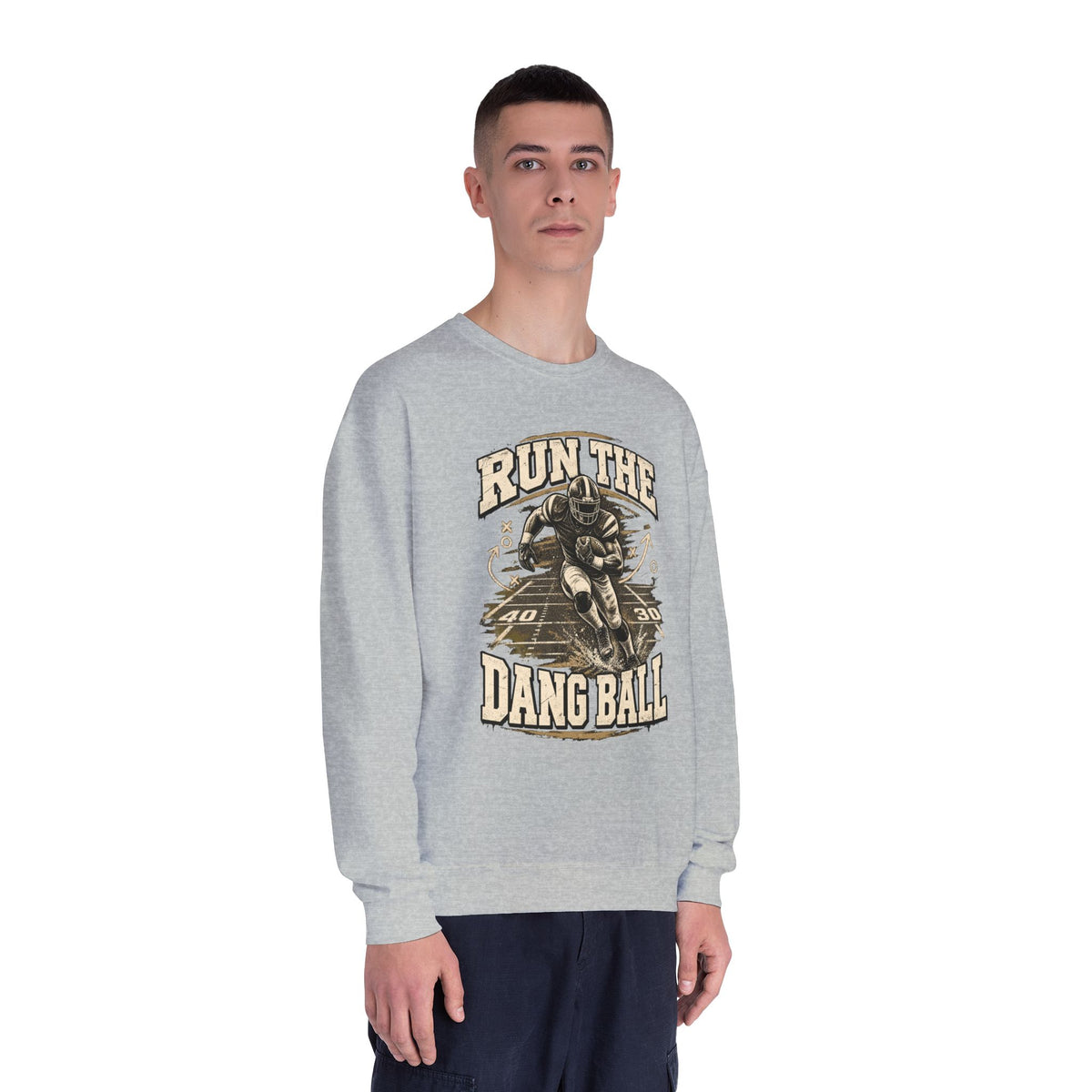 Run the Dang Ball Crewneck Sweatshirt — Vintage Football Graphic