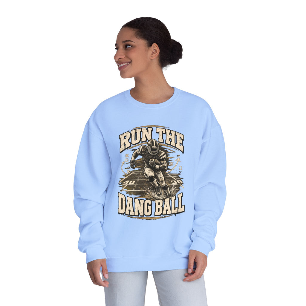 Run the Dang Ball Crewneck Sweatshirt — Vintage Football Graphic