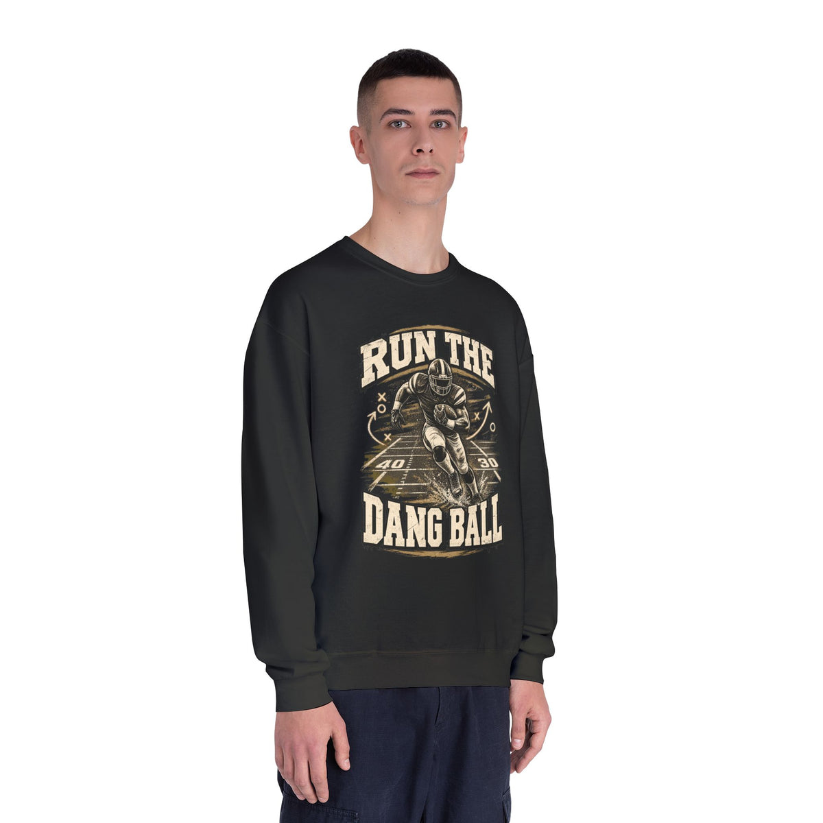 Run the Dang Ball Crewneck Sweatshirt — Vintage Football Graphic