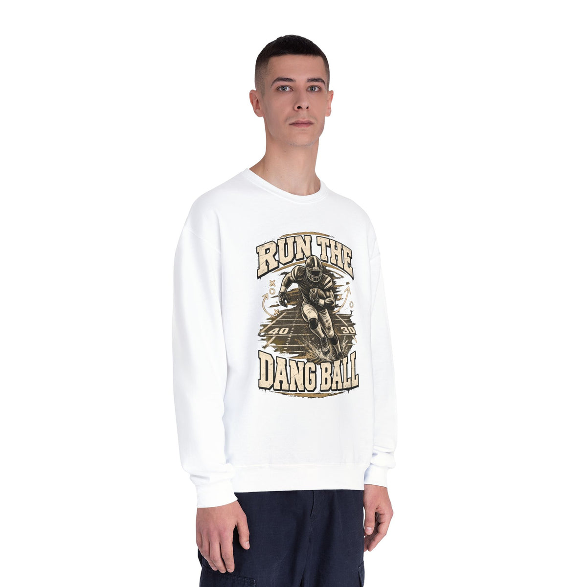 Run the Dang Ball Crewneck Sweatshirt — Vintage Football Graphic