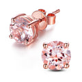 Round cut Morganite 925 Sterling Silver Rose Gold Plated Stud Earrings Fine Jewelry for Women 4mm