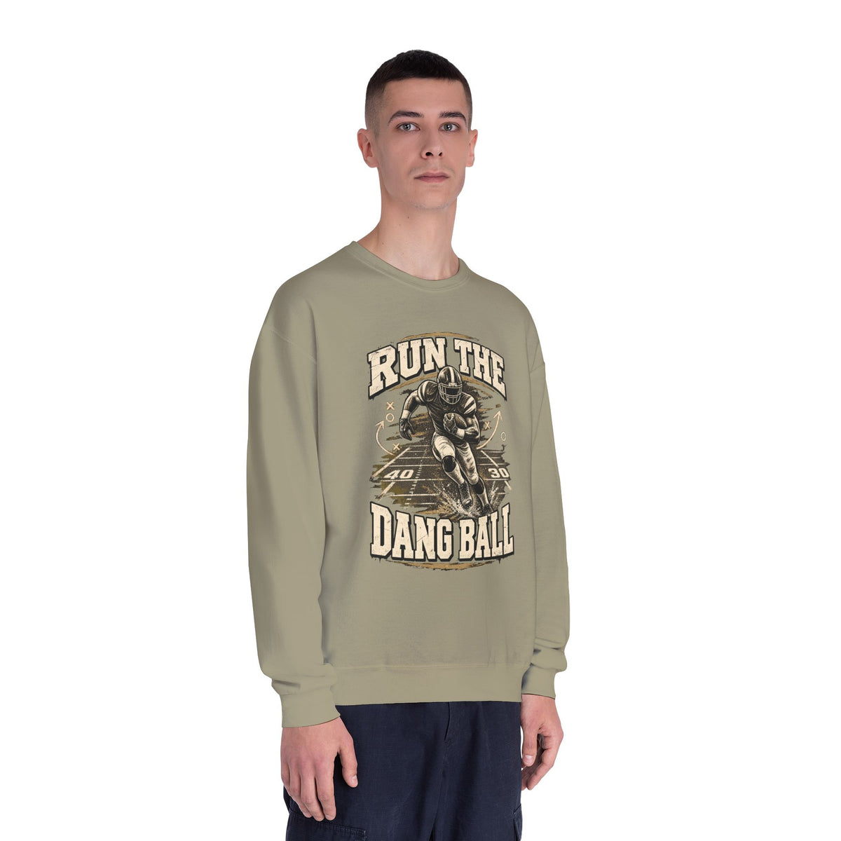Run the Dang Ball Crewneck Sweatshirt — Vintage Football Graphic
