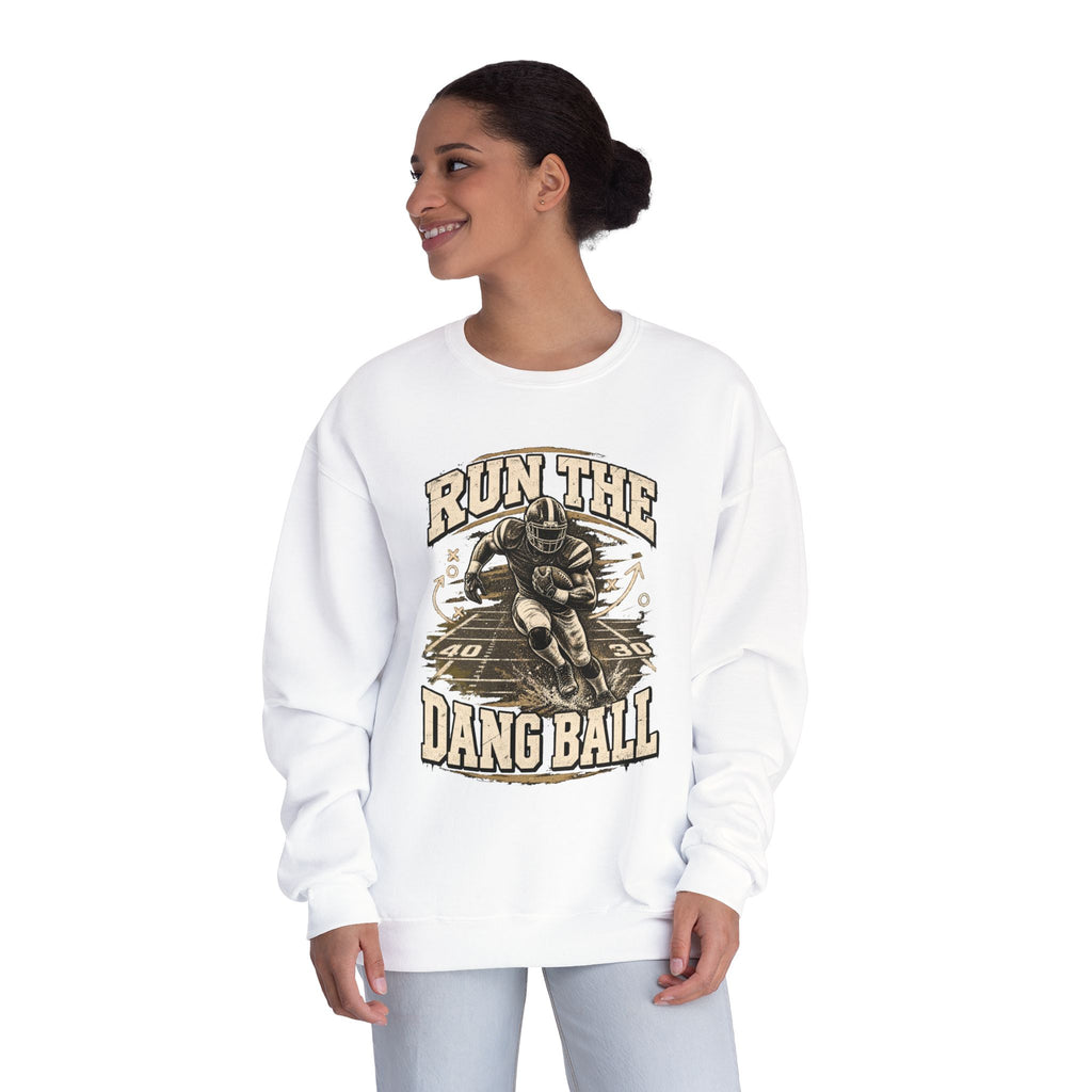 Run the Dang Ball Crewneck Sweatshirt — Vintage Football Graphic