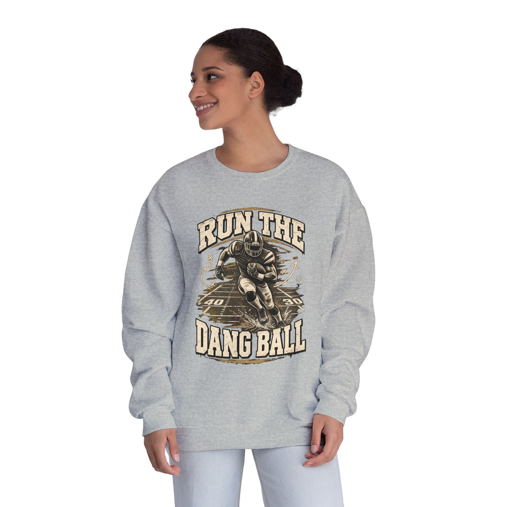 Run the Dang Ball Crewneck Sweatshirt — Vintage Football Graphic